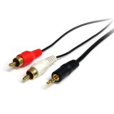 Cable Adaptador de Mini-Jack a RCA 91cm - Jack 3,5mm Macho - 2xRCA Macho - Negro