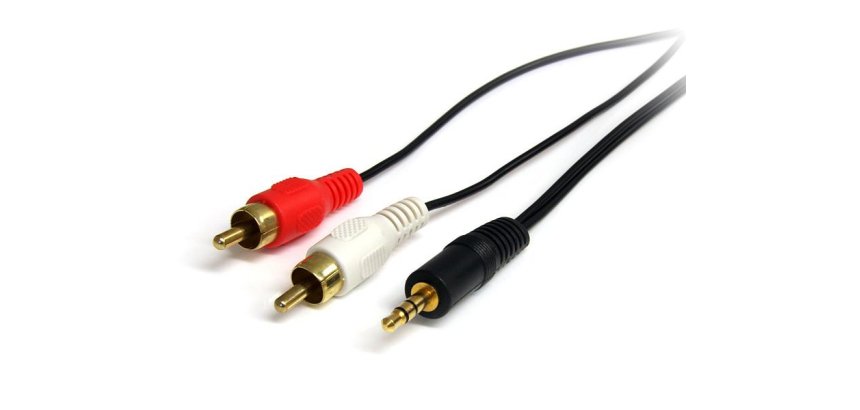 Cable Adaptador de Mini-Jack a RCA 91cm - Jack 3,5mm Macho - 2xRCA Macho - Negro