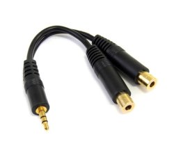 Cable 15cm Audio Splitter Divisor de Auriculares Mini-Jack 3,5mm Estéreo Macho a 2x Hembra