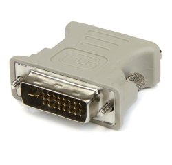 Conector Conversor DVI-I a VGA - DVI-I Macho - HD15 Hembra - Blanco, DVI-I, VGA, Beige