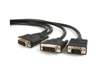 Cable de 1,8m Multiplicador de Vídeo DVI-I Macho a DVI-D Macho y HD15 VGA Macho para Monitor - Splitter
