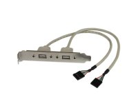 Adaptador de Placa USB A Hembra de 2 puertos, 2 x IDC, 2 x USB A, 0,286 m, Plata