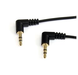 Cable de Audio Estéreo 3,5mm Delgado de Ángulo Recto de 1 pie - M/M