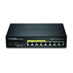 D-Link DGS-1008P/E commutateur réseau Non-géré L2 Connexion Ethernet, supportant l'alimentation via ce port (PoE) Noir