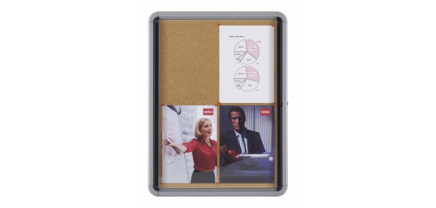 Vitrine d'affichage en liège Premium Plus, fermeture à clé, capacité 4 feuilles, A4