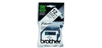Brother Labelling Tape - 12mm, Black/White, Blister label-making tape M