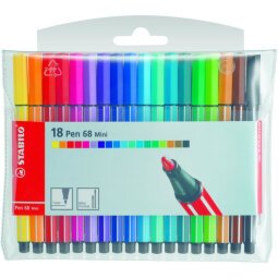 Pen 68 Mini feutre de dessin pointe moyenne - Etui carton de 12 mini-feutres - Coloris assortis