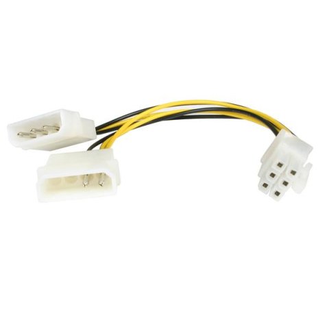 Cable de 15cm Adaptador de Alimentación de LP4 a PCI Express de 6 Pines para Tarjeta Gráfica