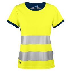 ProJob 6012 T-SHIRT POLYESTER FEMME EN ISO 20471 CLASSE 2/1 Jaune/Marine - Taille S