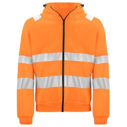 ProJob 6132 SWEATSHIRT FULL ZIP CAPUCHE - EN ISO 20471 CLASSE 3 Orange/Noir - Taille S