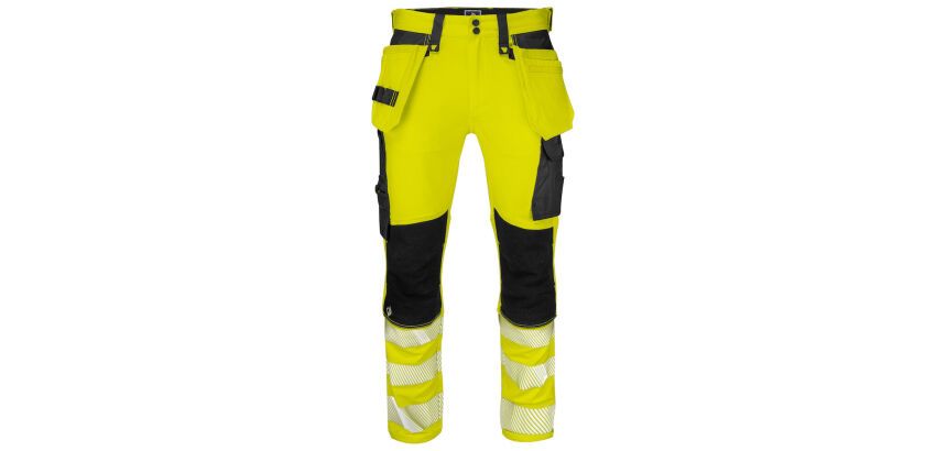 ProJob 6571 SIGNALISATIESTRETCHBROEK MET KNIEZAKKEN EN SPIJKERZAKKEN EN ISO 20471 KLASSE 2