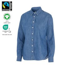 Cottover DENIM SHIRT LADY - GOTS GECERTIFICEERD Denim Blauw - Maat 38