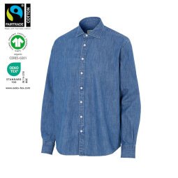 Cottover DENIM SHIRT COMFORT MAN - GOTS GECERTIFICEERD Denim Blauw - Maat 36