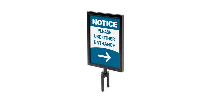 Black Barrier Flexi Belt Post Sign Holder A4
