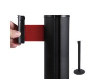 Poste Separador Negro Con Cinta Extensible - Cinta Roja