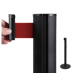 Poste Separador Negro Con Cinta Extensible - Cinta Roja