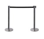 Poteau Flexi Belt Barrière Chrome Avec Ceinture Noire 2,7 m