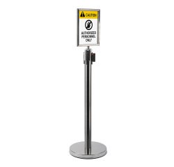 Chrome Barrier Flexi Belt Post Economy Sign Holder A4