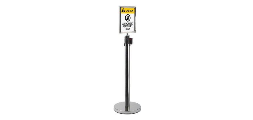 Chrome Barrier Flexi Belt Post Economy Sign Holder A4