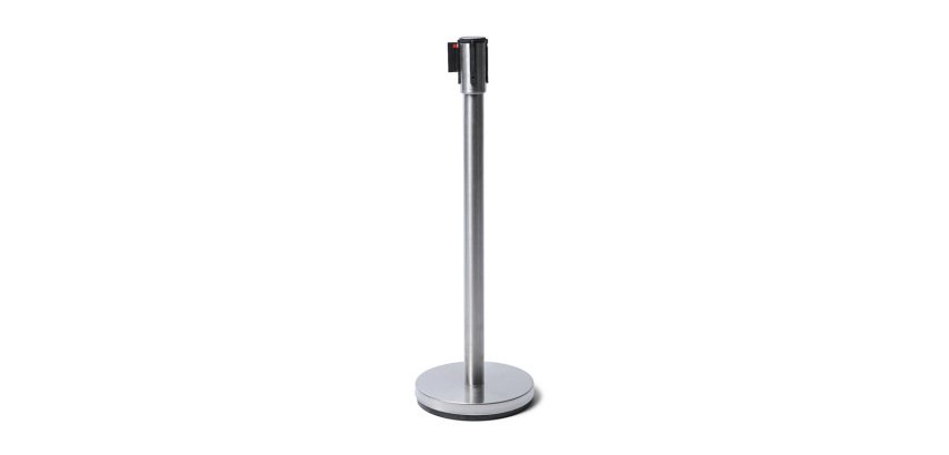 Poteau Flexi Belt Barrière Chrome Économie avec Ceinture Noire 2,5 m