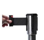 Poteau Flexi Belt Barrière Chrome Économie Avec Ceinture Noire 2,5 m