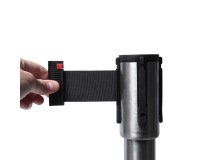 Poteau Flexi Belt Barrière Chrome Économie avec Ceinture Noire 2,5 m