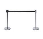Poteau Flexi Belt Barrière Chrome Économie Avec Ceinture Noire 2,5 m