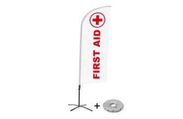 Bandera Aluminio Vela Kit Completo Primeros Auxilios Inglés Base Cruz
