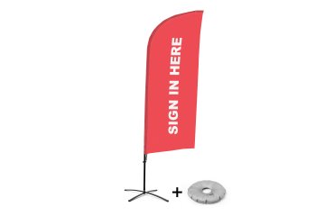 Bandera Aluminio Vela Kit Completo Regístrese Aquí Rojo Inglés Base Cruz