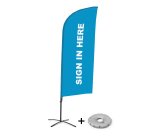 Bandera Aluminio Vela Kit Completo Regístrese Aquí Azul Inglés Base Cruz