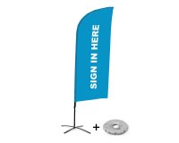 Bandera Aluminio Vela Kit Completo Regístrese Aquí Azul Inglés Base Cruz