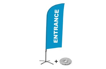 Bandera Aluminio Vela Kit Completo entrada Azul Inglés Base Cruz
