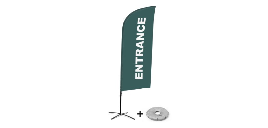 Beachflag Alu Wind Komplett-Set Eingang Grau Englisch Kreuzständer