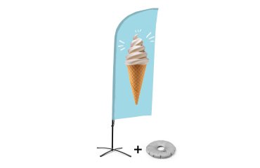 Bandera Aluminio Vela Kit Completo Helado Base Cruz