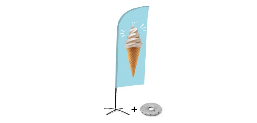 Beach Flag Alu Wind Complete Set Ice Cream  Cross Base