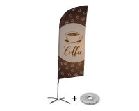 Bandera Aluminio Vela Kit Completo Café Inglés Base Cruz