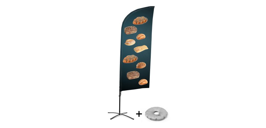 Beachflag Alu Wind Komplett-Set Brot Kreuzständer