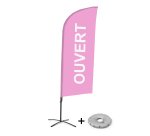 Komplett-Set Beach Flag Alu Wind Ouvert Französisch rosa mit kreuzförmigem Fuß