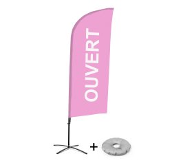 Ensemble Complet De Beach Flag Alu Wind Ouvert Rose Français Croissilion
