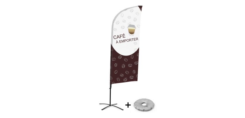 Complete Beach Flag Set Alu Wind Coffee To Go French Croissilion