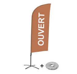 Ensemble Complet De Beach Flag Alu Wind Ouvert Marron Français Croissilion