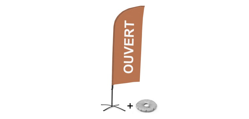 Complete Set of Aluminum Beach Flag Wind Open Brown French Croissilion