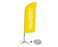 Ensemble Complet De Beach Flag Alu Wind Ouvert Jaune Français Croissilion