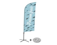 Ensemble Complet De Beach Flag Alu Wind Poisson Frais Français Croissilion