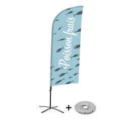 Ensemble Complet De Beach Flag Alu Wind Poisson Frais Français Croissilion