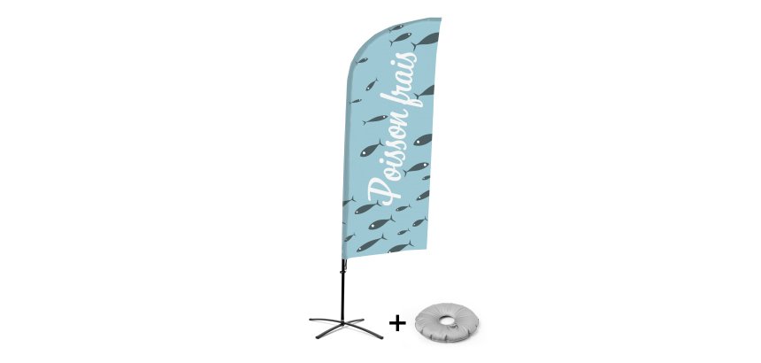 Complete Set of Aluminum Wind Beach Flag Fresh Fish French Croissilion
