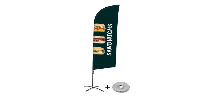 Complete Set of Alu Wind Beach Flag French Croissilion Sandwich Boards
