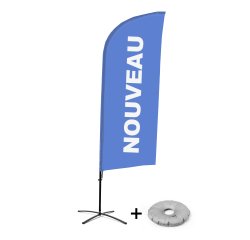 Ensemble Complet De Beach Flag Alu Wind Nouveau Bleu Français Croissilion