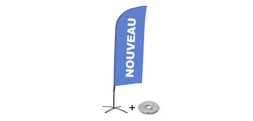 Ensemble Complet De Beach Flag Alu Wind Nouveau Bleu Français Croissilion