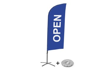Bandera Aluminio Vela Kit Completo Abierto Azul Inglés Base Cruz